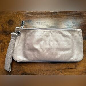 Hobo brand wristlet, grey color, leather